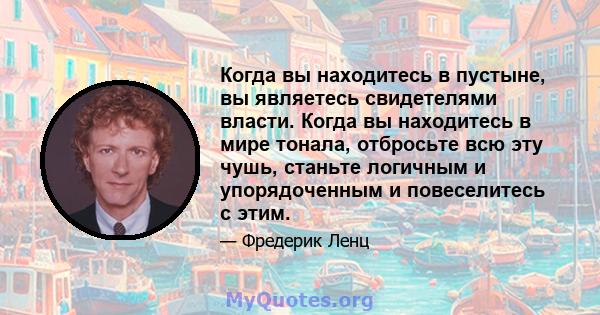 Когда вы находитесь в пустыне, вы являетесь свидетелями власти. Когда вы находитесь в мире тонала, отбросьте всю эту чушь, станьте логичным и упорядоченным и повеселитесь с этим.