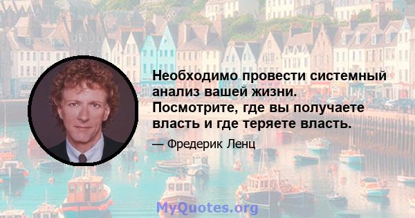 Необходимо провести системный анализ вашей жизни. Посмотрите, где вы получаете власть и где теряете власть.