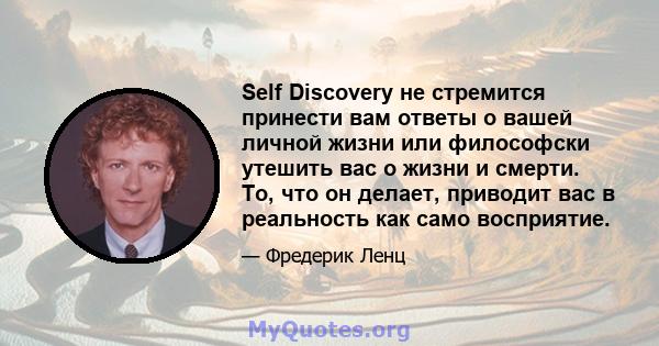 Self Discovery не стремится принести вам ответы о вашей личной жизни или философски утешить вас о жизни и смерти. То, что он делает, приводит вас в реальность как само восприятие.