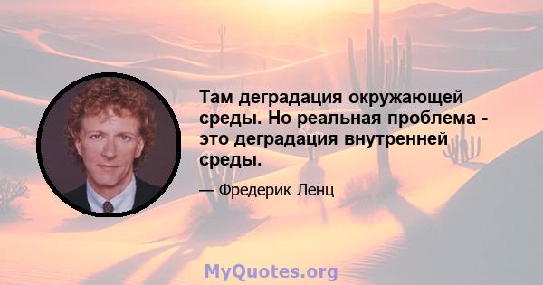 Там деградация окружающей среды. Но реальная проблема - это деградация внутренней среды.