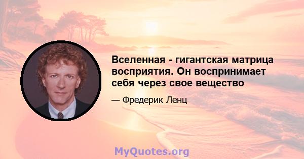 Вселенная - гигантская матрица восприятия. Он воспринимает себя через свое вещество