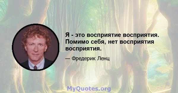 Я - это восприятие восприятия. Помимо себя, нет восприятия восприятия.