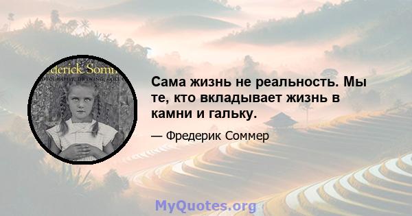 Сама жизнь не реальность. Мы те, кто вкладывает жизнь в камни и гальку.