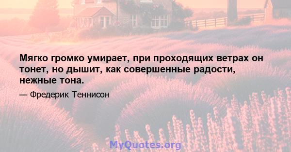 Мягко громко умирает, при проходящих ветрах он тонет, но дышит, как совершенные радости, нежные тона.