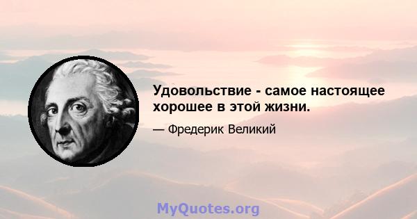 Удовольствие - самое настоящее хорошее в этой жизни.