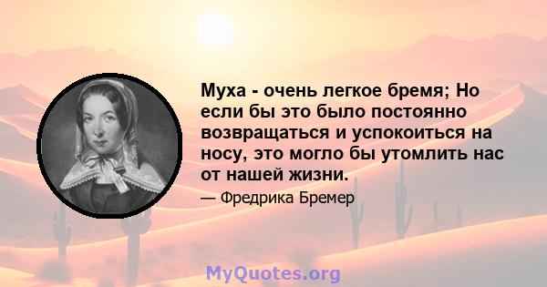 Муха - очень легкое бремя; Но если бы это было постоянно возвращаться и успокоиться на носу, это могло бы утомлить нас от нашей жизни.