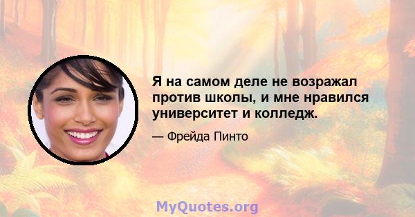 Я на самом деле не возражал против школы, и мне нравился университет и колледж.