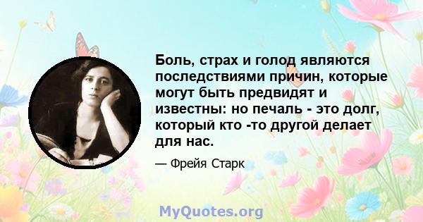 Боль, страх и голод являются последствиями причин, которые могут быть предвидят и известны: но печаль - это долг, который кто -то другой делает для нас.