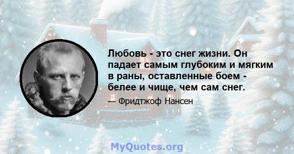 Любовь - это снег жизни. Он падает самым глубоким и мягким в раны, оставленные боем - белее и чище, чем сам снег.