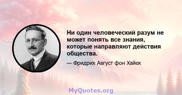 Ни один человеческий разум не может понять все знания, которые направляют действия общества.