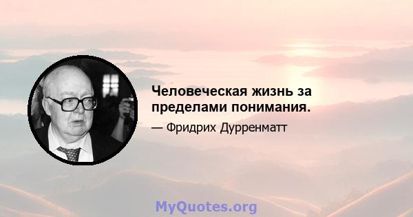 Человеческая жизнь за пределами понимания.