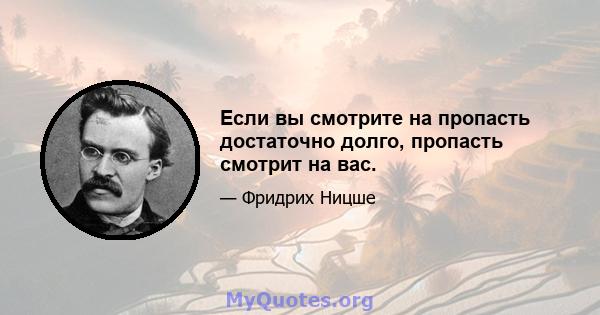 Если вы смотрите на пропасть достаточно долго, пропасть смотрит на вас.