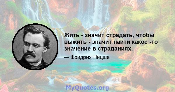 Жить - значит страдать, чтобы выжить - значит найти какое -то значение в страданиях.