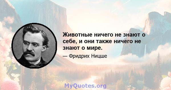 Животные ничего не знают о себе, и они также ничего не знают о мире.