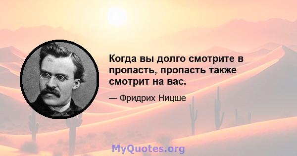 Когда вы долго смотрите в пропасть, пропасть также смотрит на вас.