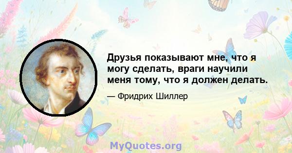 Друзья показывают мне, что я могу сделать, враги научили меня тому, что я должен делать.