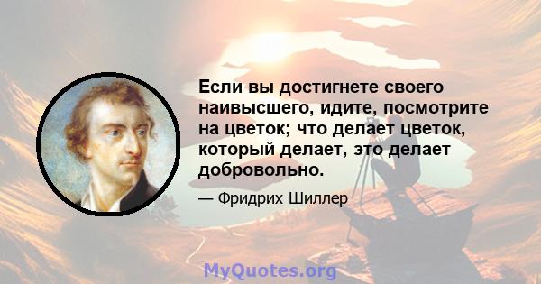 Если вы достигнете своего наивысшего, идите, посмотрите на цветок; что делает цветок, который делает, это делает добровольно.