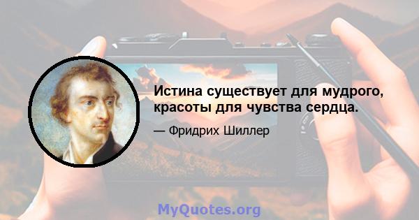 Истина существует для мудрого, красоты для чувства сердца.