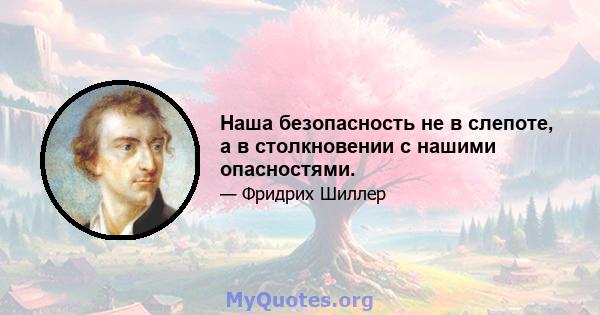 Наша безопасность не в слепоте, а в столкновении с нашими опасностями.