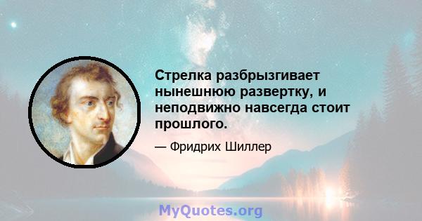 Стрелка разбрызгивает нынешнюю развертку, и неподвижно навсегда стоит прошлого.