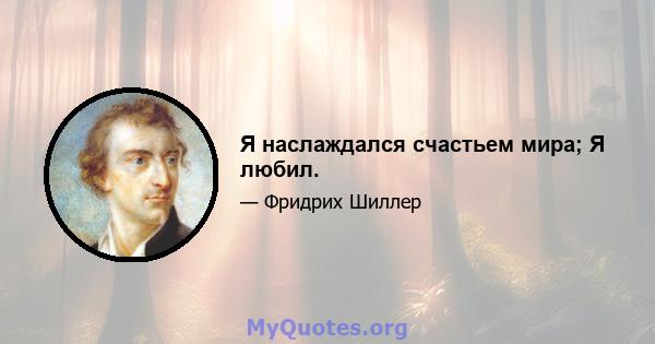 Я наслаждался счастьем мира; Я любил.