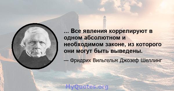 ... Все явления коррелируют в одном абсолютном и необходимом законе, из которого они могут быть выведены.