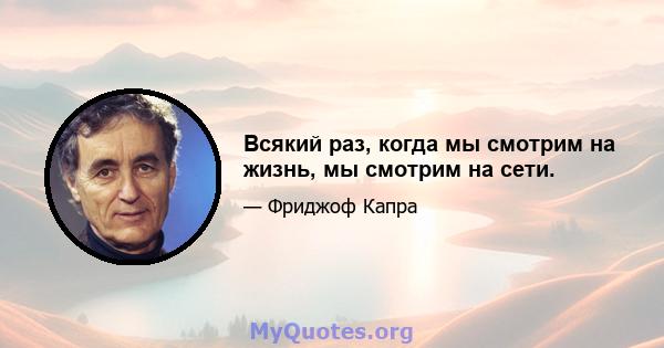 Всякий раз, когда мы смотрим на жизнь, мы смотрим на сети.