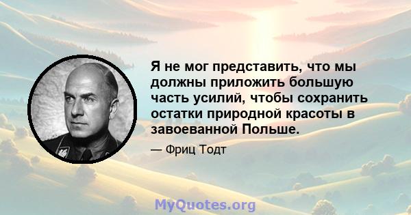 Я не мог представить, что мы должны приложить большую часть усилий, чтобы сохранить остатки природной красоты в завоеванной Польше.