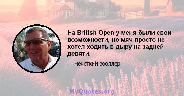 На British Open у меня были свои возможности, но мяч просто не хотел ходить в дыру на задней девяти.