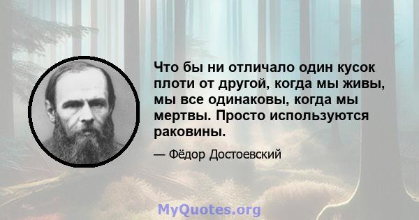 Что бы ни отличало один кусок плоти от другой, когда мы живы, мы все одинаковы, когда мы мертвы. Просто используются раковины.