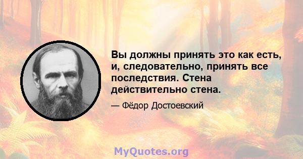 Вы должны принять это как есть, и, следовательно, принять все последствия. Стена действительно стена.