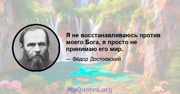 Я не восстанавливаюсь против моего Бога, я просто не принимаю его мир.