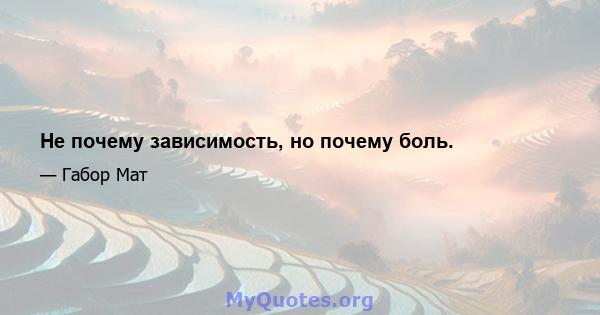 Не почему зависимость, но почему боль.