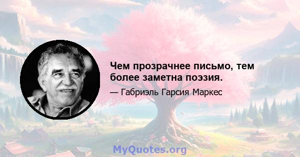 Чем прозрачнее письмо, тем более заметна поэзия.