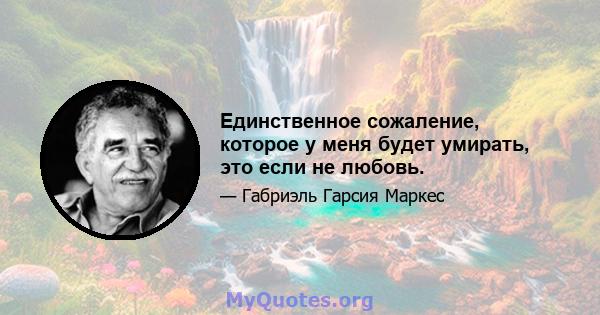 Единственное сожаление, которое у меня будет умирать, это если не любовь.