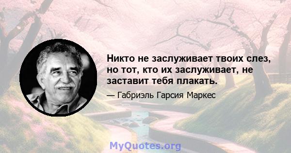 Никто не заслуживает твоих слез, но тот, кто их заслуживает, не заставит тебя плакать.