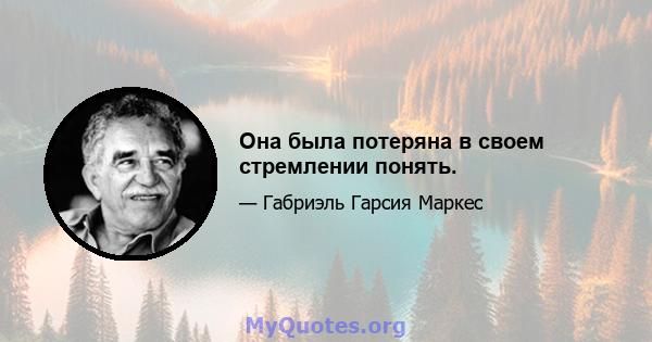 Она была потеряна в своем стремлении понять.