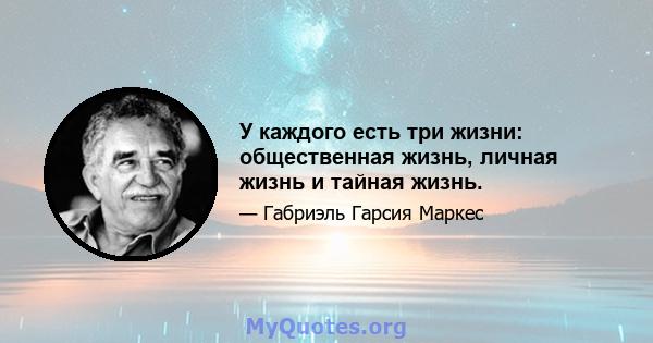 У каждого есть три жизни: общественная жизнь, личная жизнь и тайная жизнь.