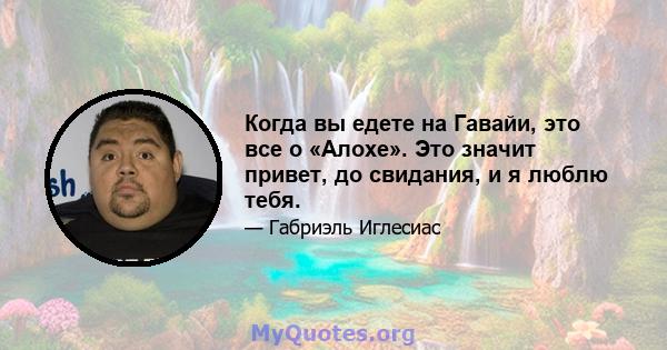 Когда вы едете на Гавайи, это все о «Алохе». Это значит привет, до свидания, и я люблю тебя.