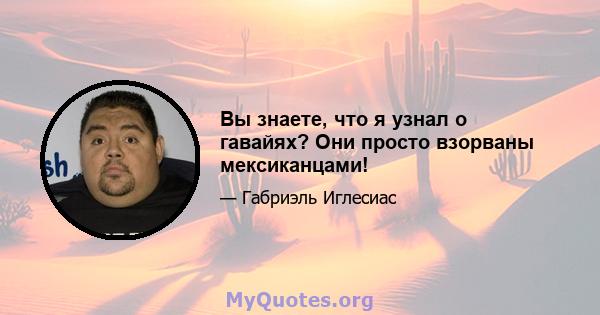 Вы знаете, что я узнал о гавайях? Они просто взорваны мексиканцами!