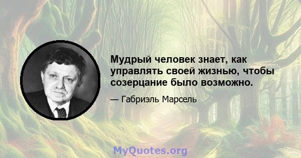 Мудрый человек знает, как управлять своей жизнью, чтобы созерцание было возможно.