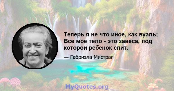 Теперь я не что иное, как вуаль; Все мое тело - это завеса, под которой ребенок спит.