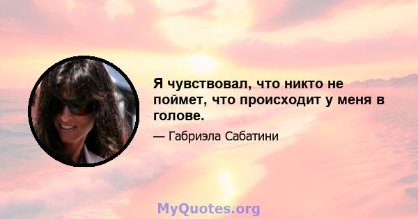 Я чувствовал, что никто не поймет, что происходит у меня в голове.