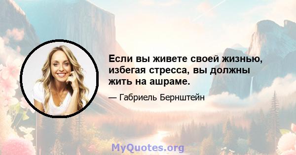 Если вы живете своей жизнью, избегая стресса, вы должны жить на ашраме.