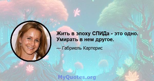 Жить в эпоху СПИДа - это одно. Умирать в нем другое.