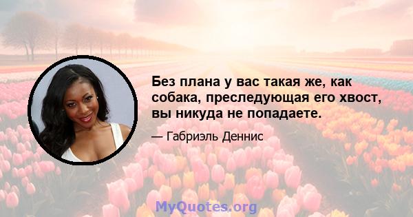 Без плана у вас такая же, как собака, преследующая его хвост, вы никуда не попадаете.