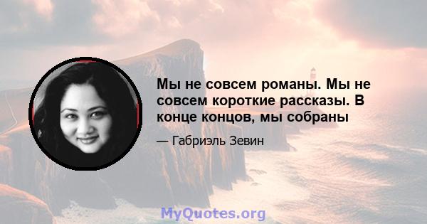 Мы не совсем романы. Мы не совсем короткие рассказы. В конце концов, мы собраны