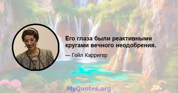 Его глаза были реактивными кругами вечного неодобрения.