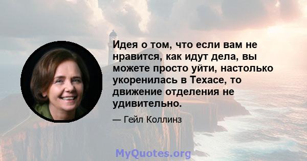 Идея о том, что если вам не нравится, как идут дела, вы можете просто уйти, настолько укоренилась в Техасе, то движение отделения не удивительно.