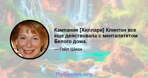 Кампания [Хиллари] Клинтон все еще действовала с менталитетом Белого дома.